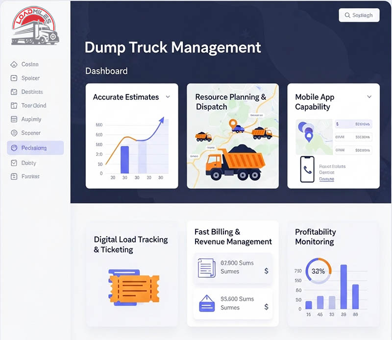 dump truck management software illustration